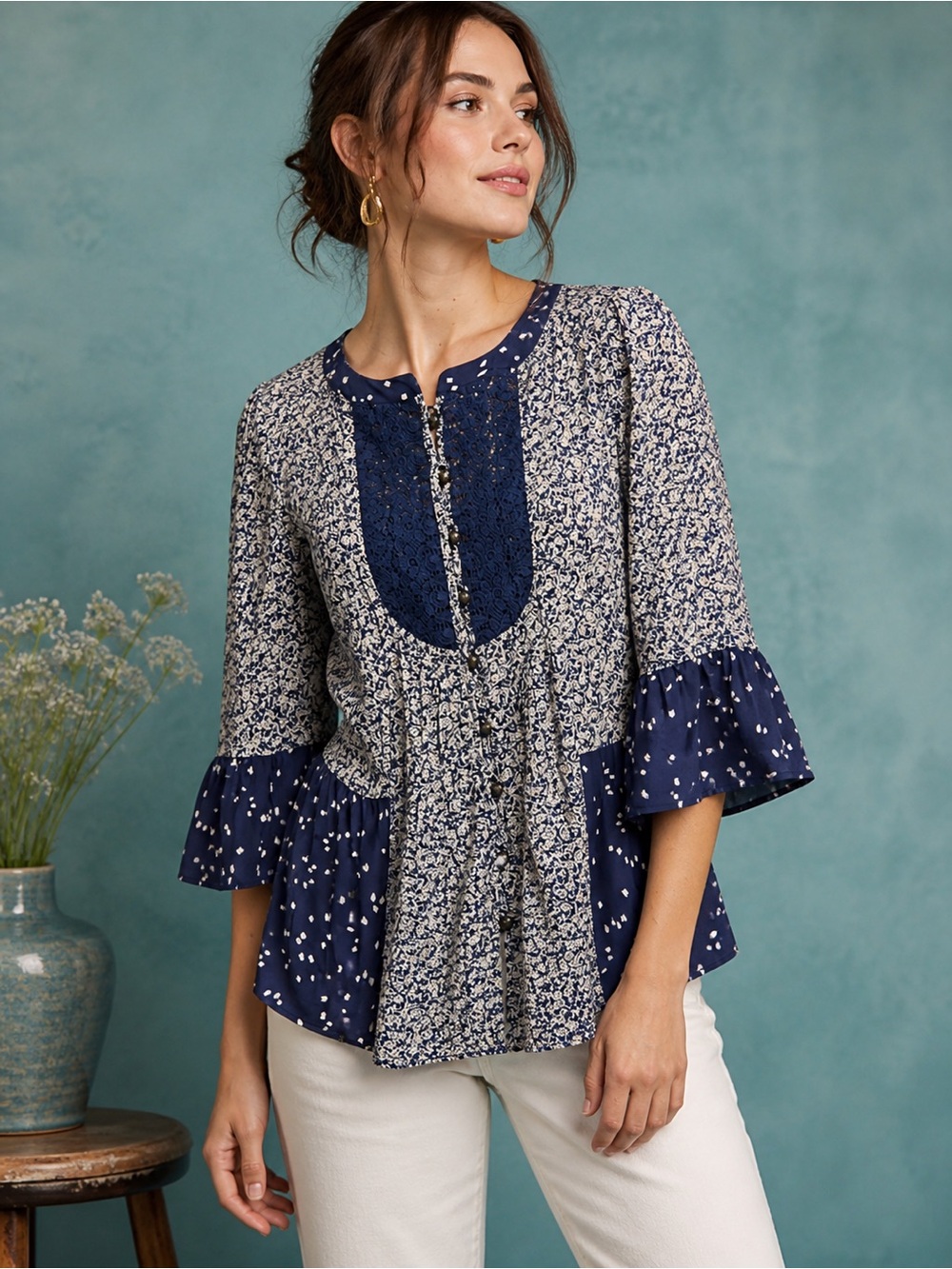 Anthropologie Maeve Petite Floral Blouse